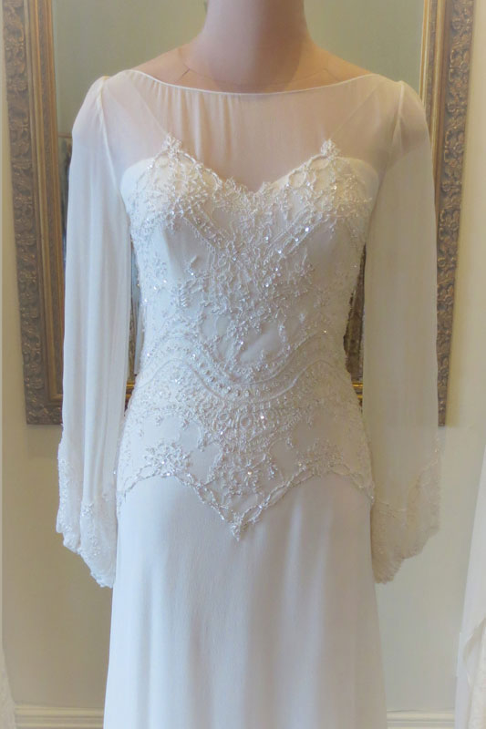 Soft lace with french knotted sequins.