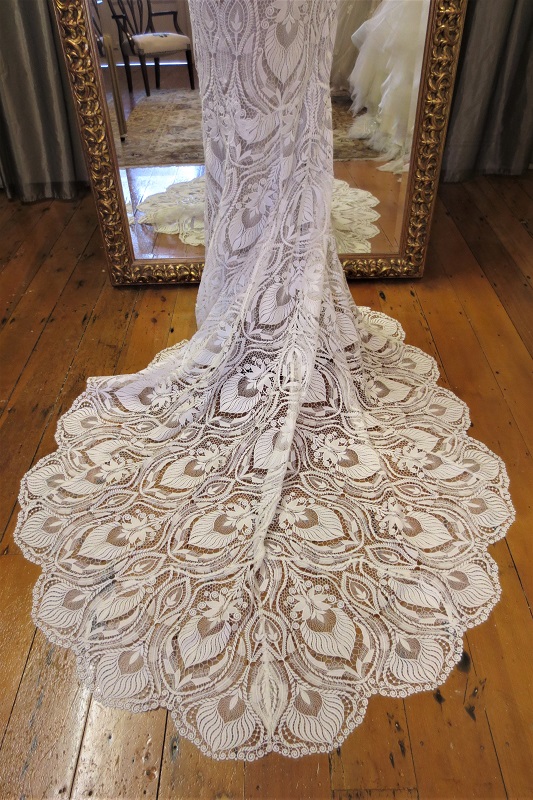 Beautiful lace wedding train.