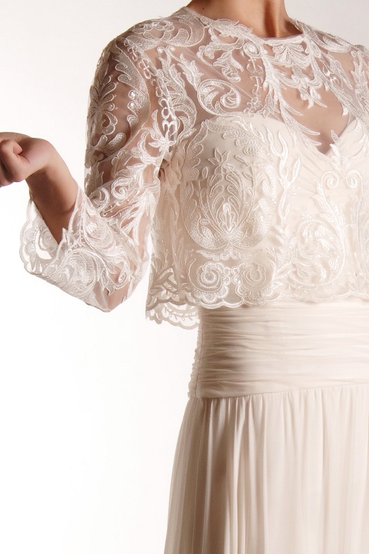 Beautiful alencon  lace on this bridal top.
