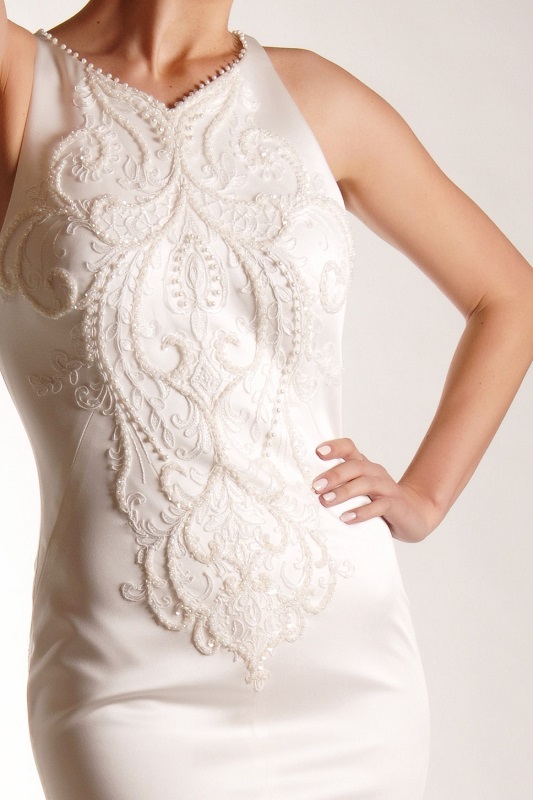 Lovely beaded couture detail on this wedding gown.