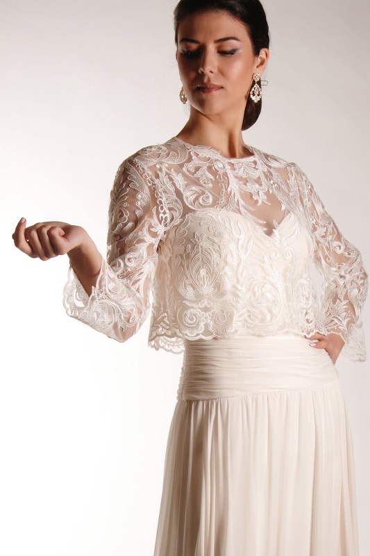Lace and georgette are a great combination on this bridal dress.