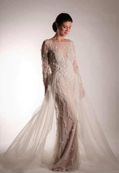 This beautiful custom wedding dress from the front.