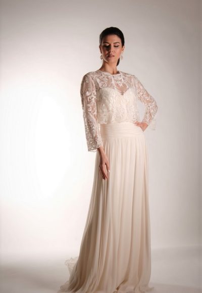 Classic two piece wedding dress style.